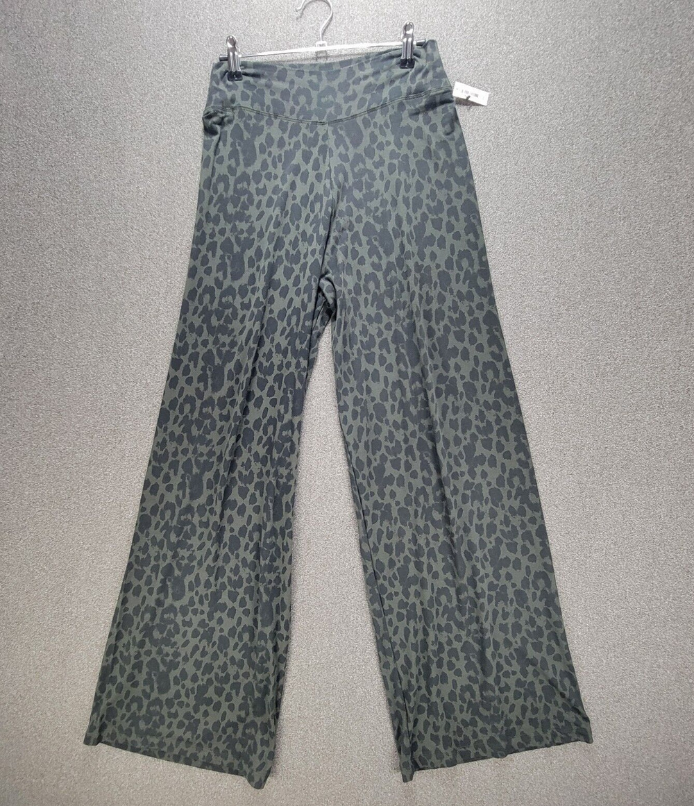 Victoria Secret Pants Womens M Green Animal Print Heavely Palazzo Sleep Lounge